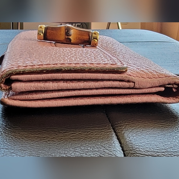 Gucci Pink Bamboo Accent Leather Continental Wallet - Picture 11 of 13